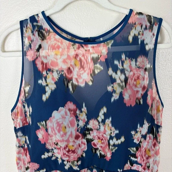 Torrid Floral Underwire Long Mesh Overlay Swim Dress w/ Brief Size 2X DD/F - Picture 4 of 10